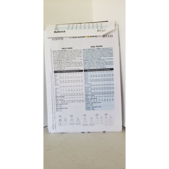 Butterick Skirt Pants Sewing Pattern B5330 UNCUT Size 8-14 - Picture 4 of 10